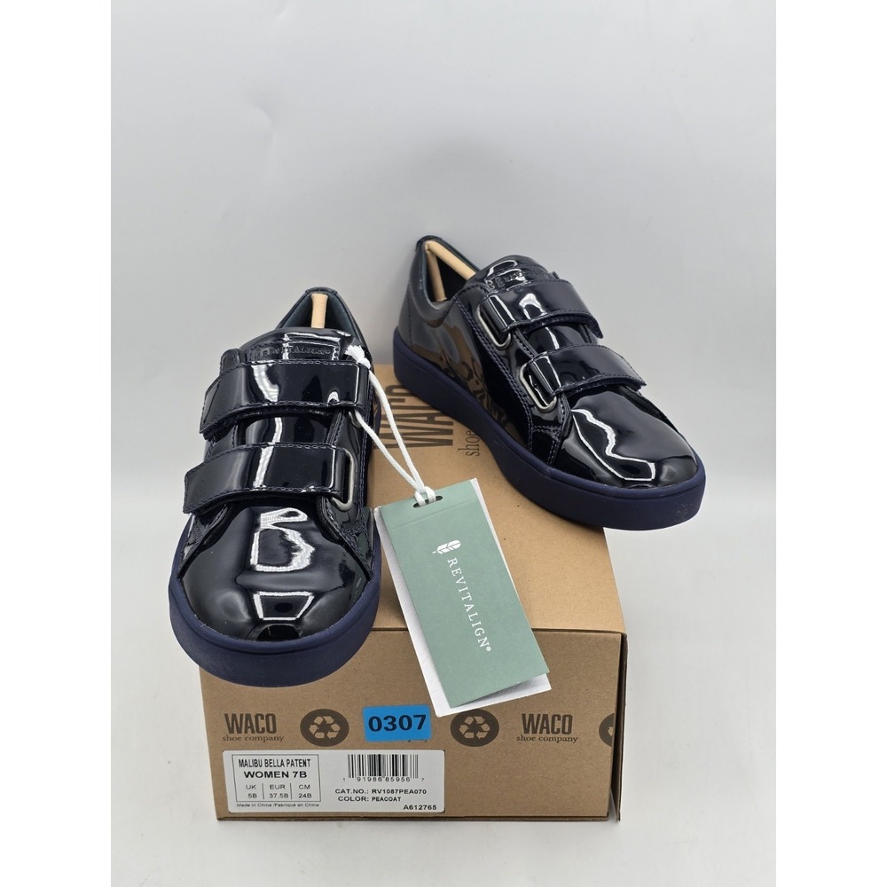NEW Revitalign Orthotic Peacoat Dark‎ Blue Sneakers Malibu Bella Patent Sz 7.5B